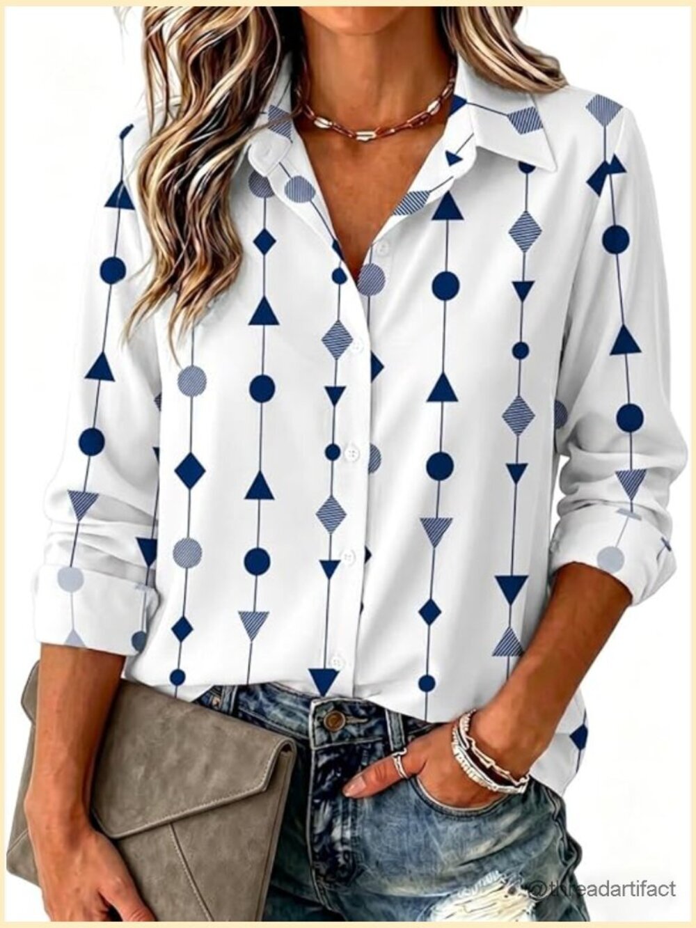 Dressy Long Sleeve Button Down Blouse Business Casual Top